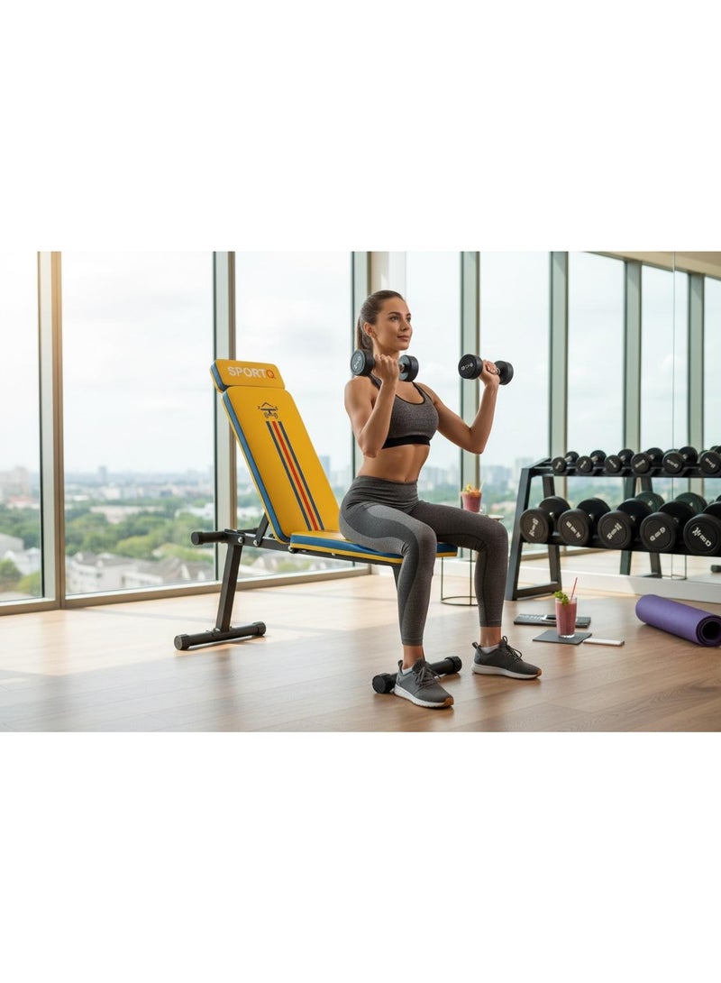 SportQ® Adjustable Multi-Position Exercise Bench – Flat, Incline, and Upright Bench for Home Gym Workouts – Suitable for Chest, Chest, Shoulder, and Abs Exercises – Sturdy Iron Frame and Comfortable High-Density Padding - Image 2